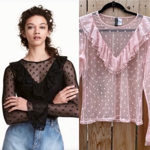 H&M long- sleeve mesh with ruffles cuffs